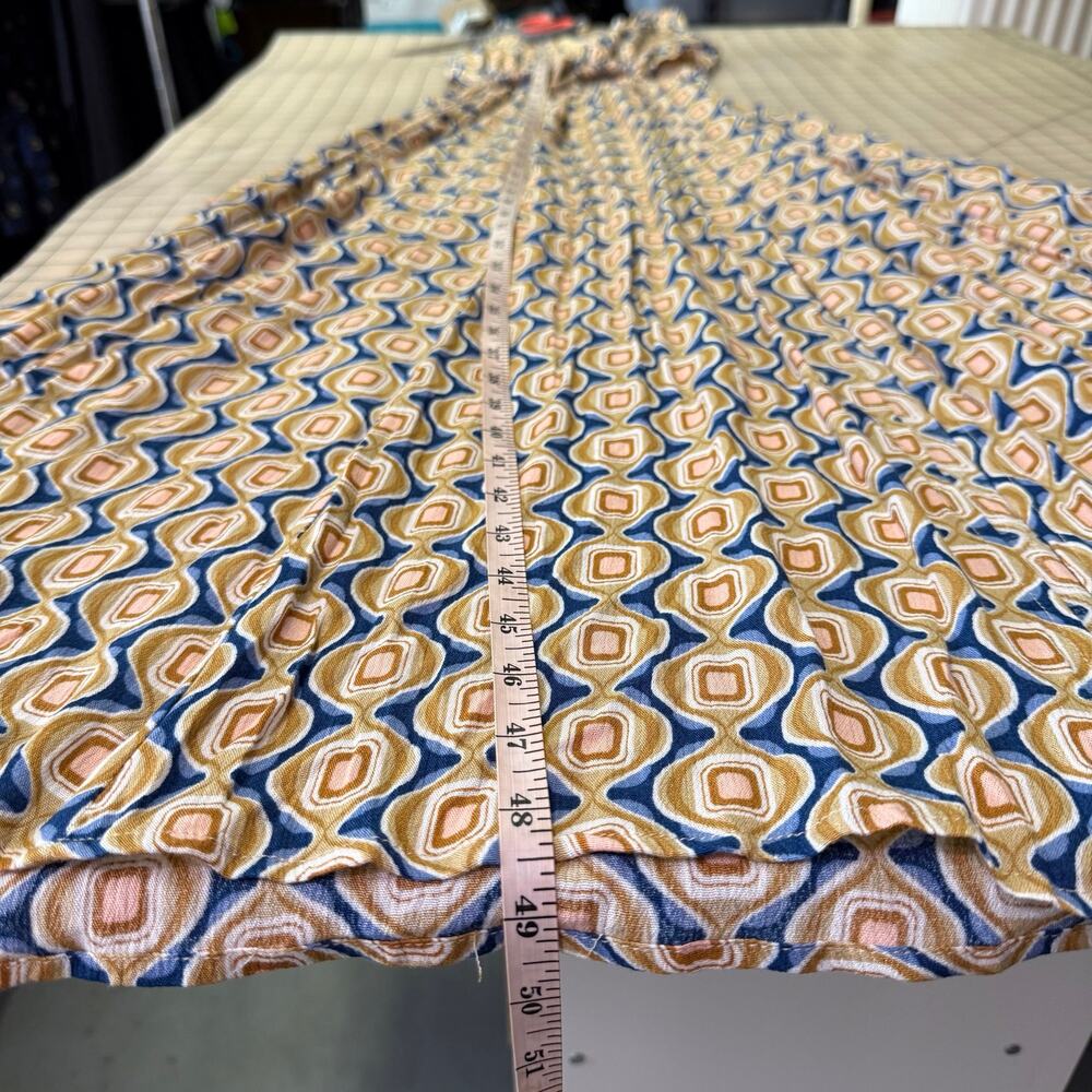 Seventeenstars Cut Out Maxi Dress Side Slit Blue Gold Cream Retro Print - Picture 12 of 16